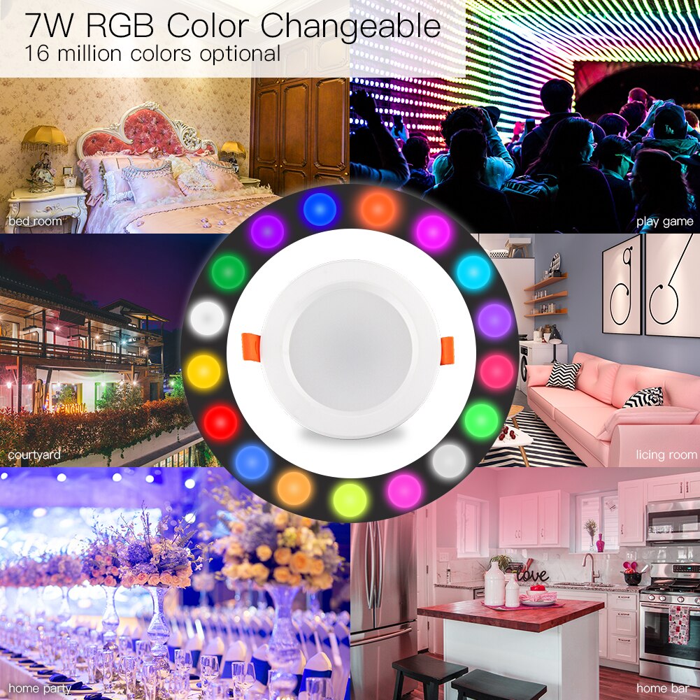 MOES WiFi Smart LED Downlight Dimmable Round Colorful Spotlight Lighting 7W RGB Color Changing Bulb