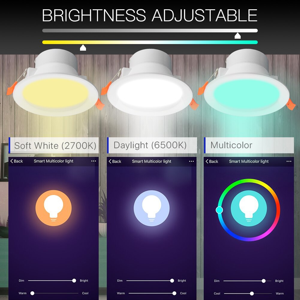 MOES WiFi Smart LED Downlight Dimmable Round Colorful Spotlight Lighting 7W RGB Color Changing Bulb