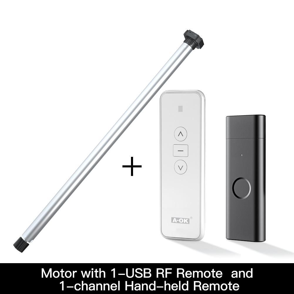 Rechargeable Tubular Roller Blind Motor RF433 Remote Control