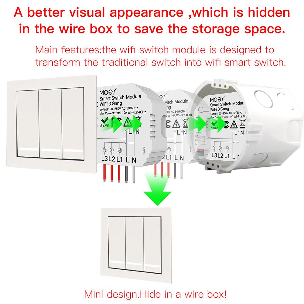 3/4 Gang, 1/2 Way Module, Wireless Home Smart Switch Light Modular