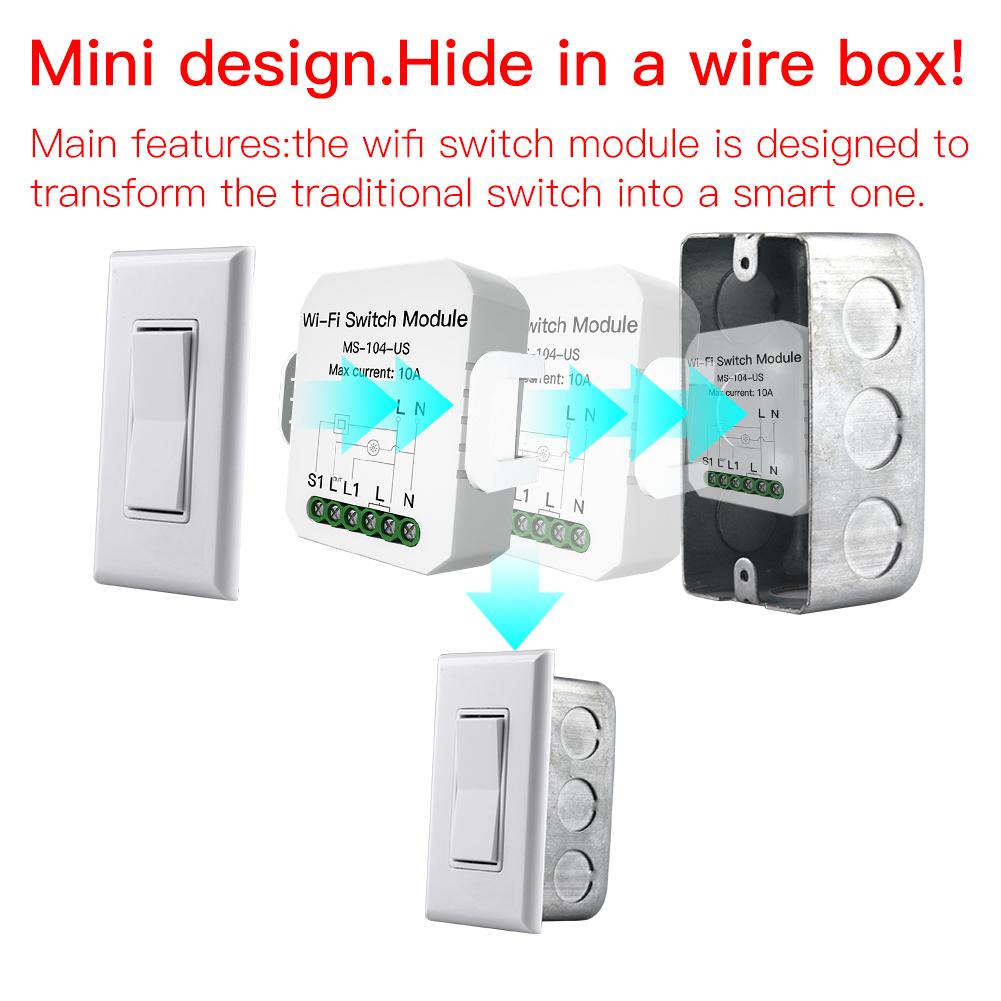 WiFi Mini DIY Smart Light Switch Module Single Pole|3 Way 1 Gang Module