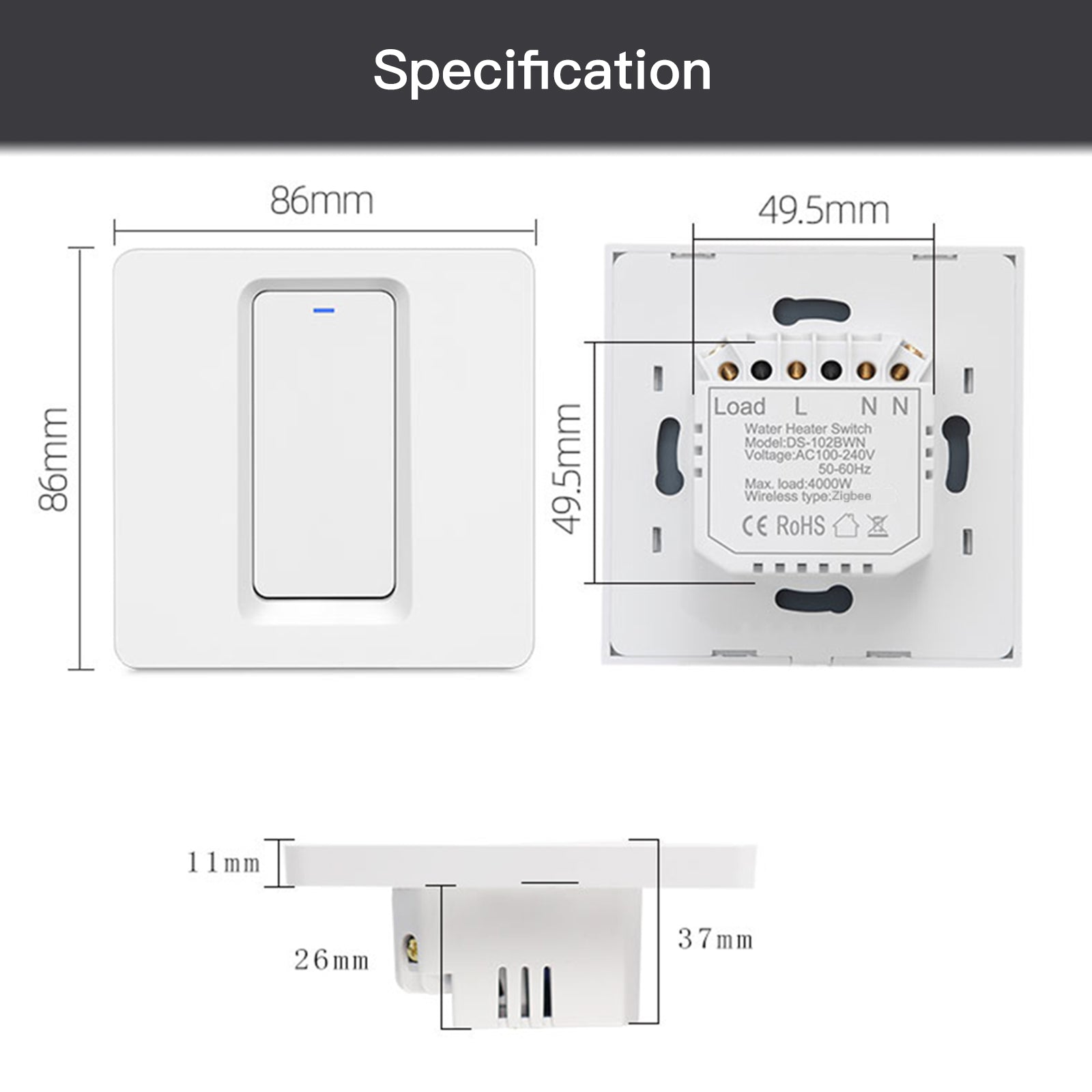 MOES Smart ZigBee Water Heater Boiler Switch Wireless Control Timer for Heating Water 20A EU