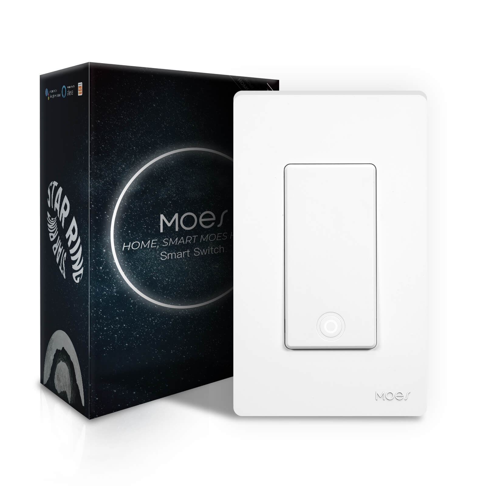 MOES Star Ring 3rd Generation WiFi Smart Light Switch No Neutral Required No Capacitor Alexa Google APP Control