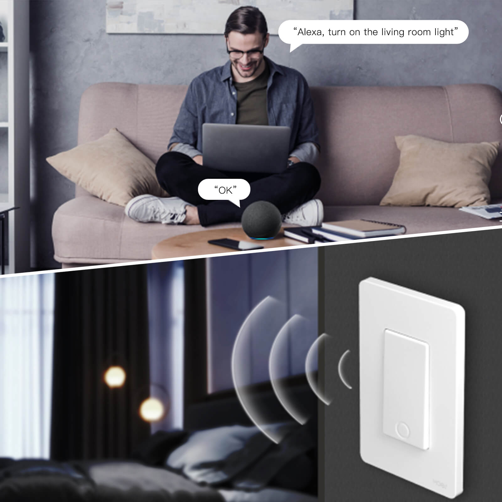 MOES Star Ring 3rd Generation WiFi Smart Light Switch No Neutral Required No Capacitor Alexa Google APP Control