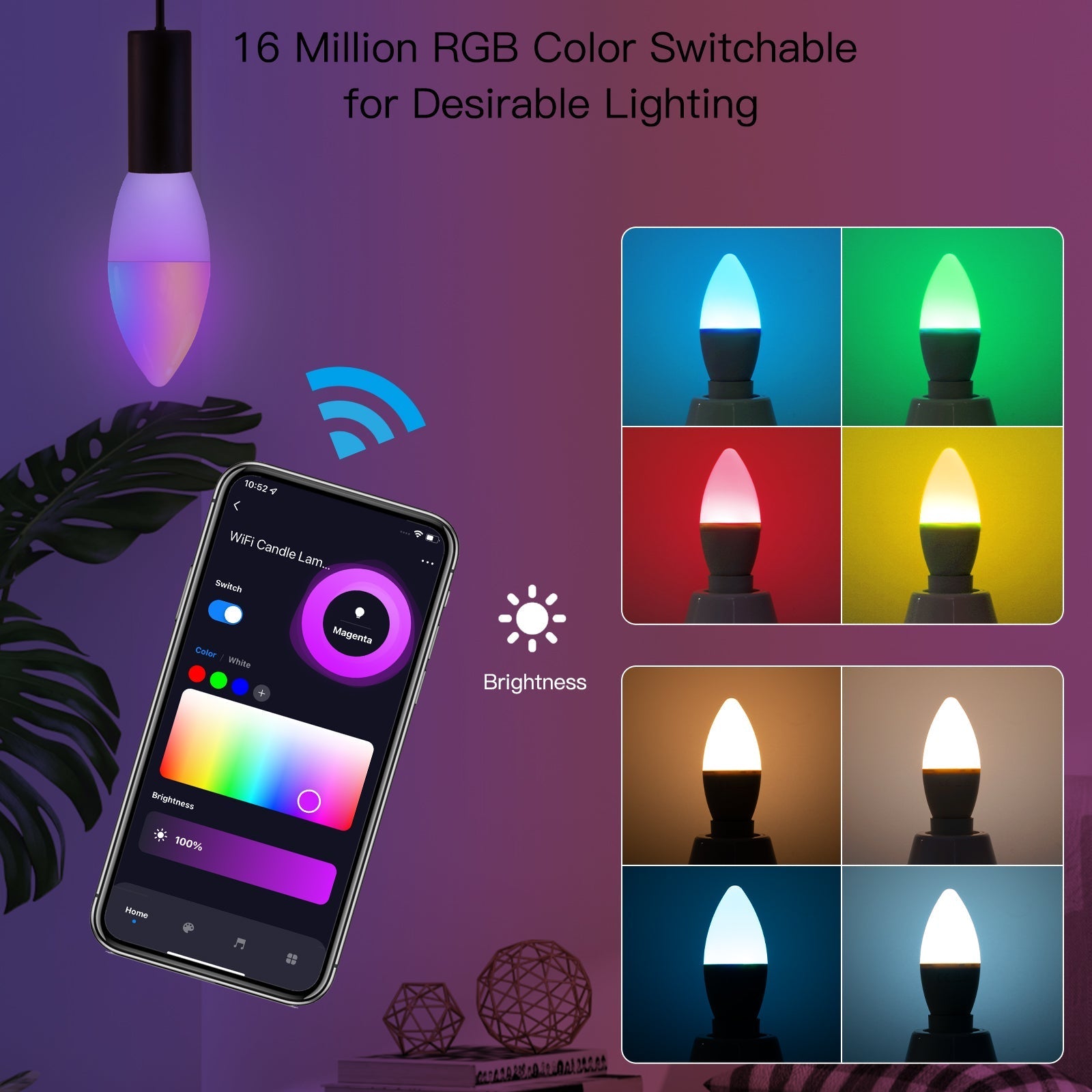 MOES WiFi Smart E14 6W/ E12 5W Candle LED Light Candelabra Bulb RGBCCT 2700-6500K Alexa Google Voice Control