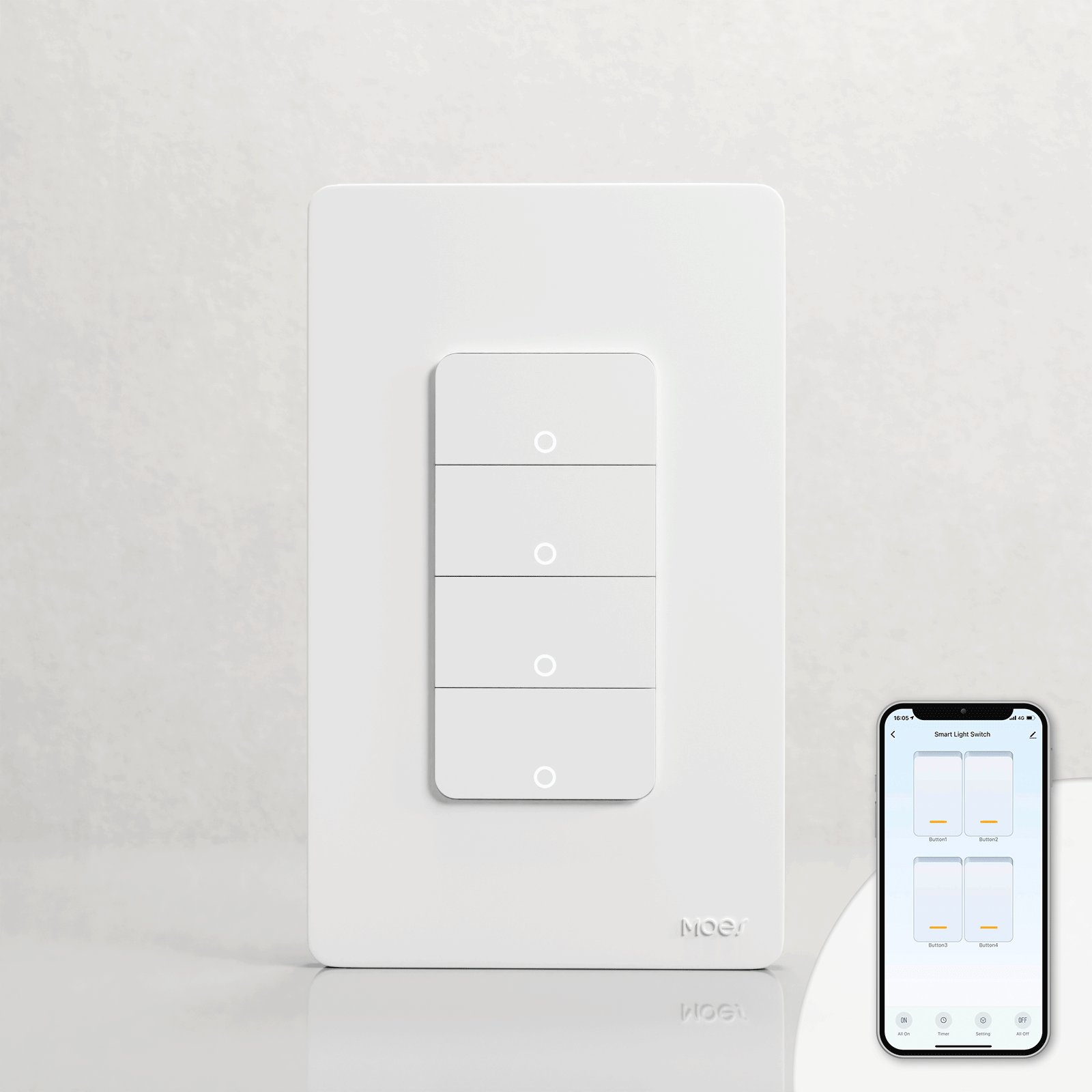 WiFi 1/2/3/4 Gang Smart Light Switch, Alexa Google APP Remote Light Switching