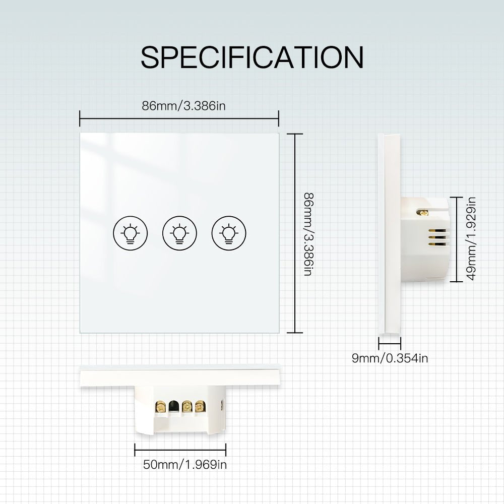 MOES WiFi Smart Light Dimmer Touch Panel Switch 1/2/3 Gang EU Version