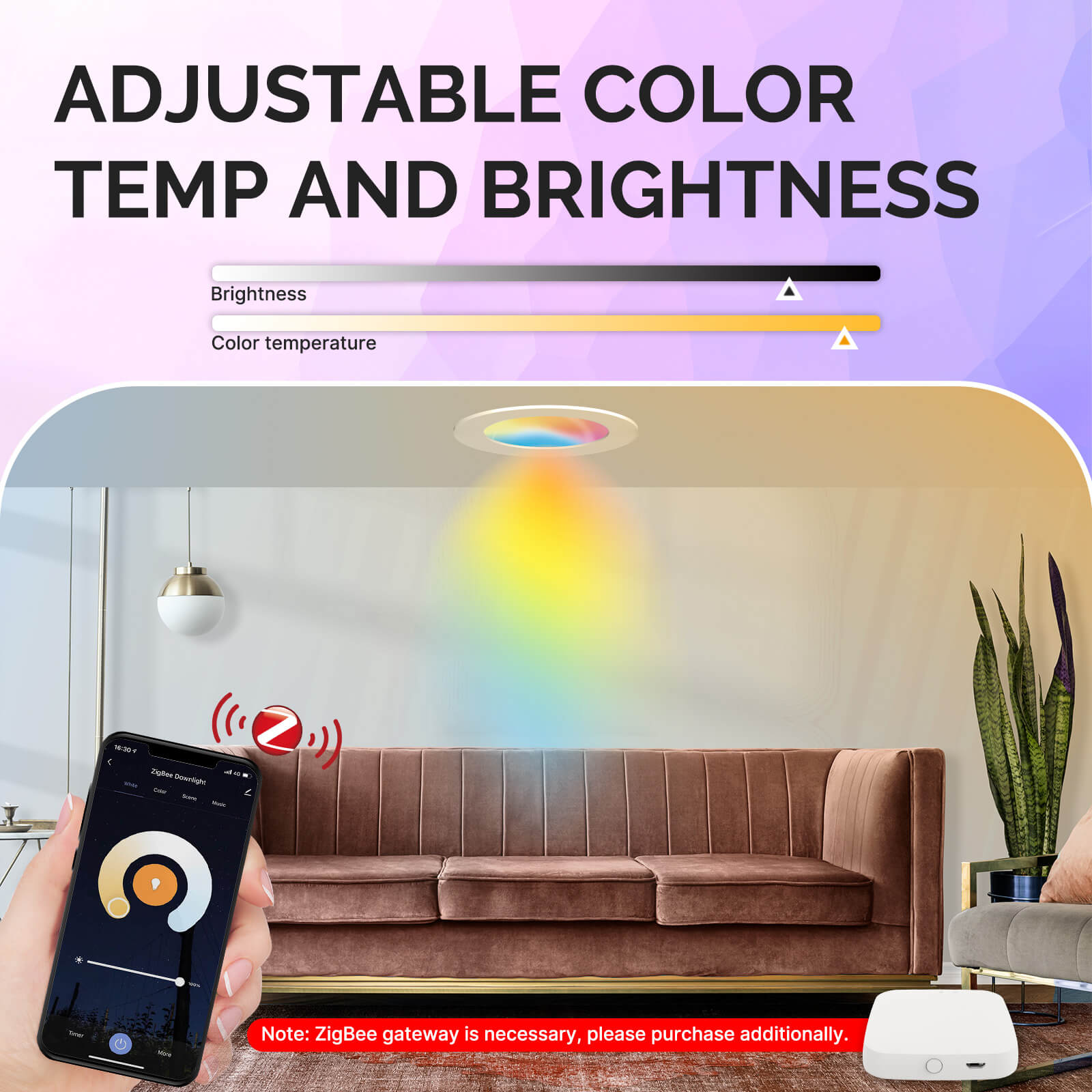 MOES ZigBee Downlight Tuya Dimming Spot lamp 6W RGB Change Warm Cool light