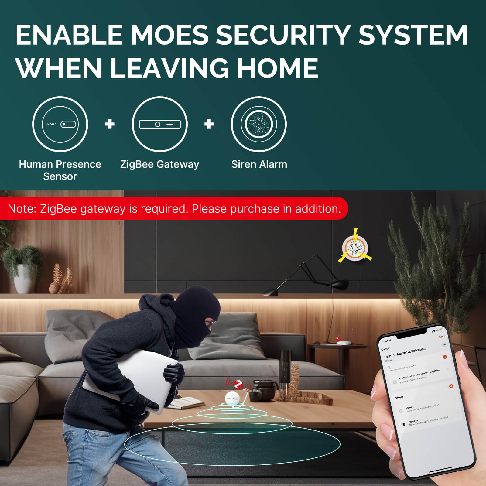 MOES ZigBee Human Presence Sensor Detector Radar Wave Detection Sensor for Home Security