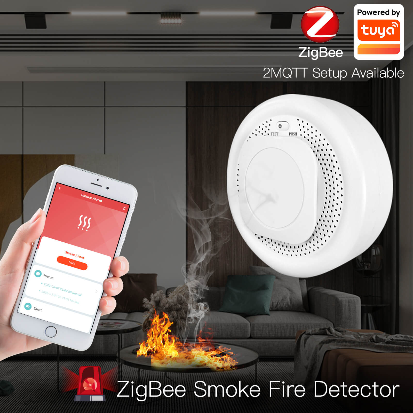 MOES ZigBee Smart Smoke Fire Detector Sensor