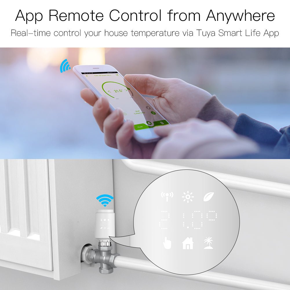 Zigbee Smart Thermostat Radiator Valve Energy Saving 2MQTT Digital Timer Voice Remote Control TRV