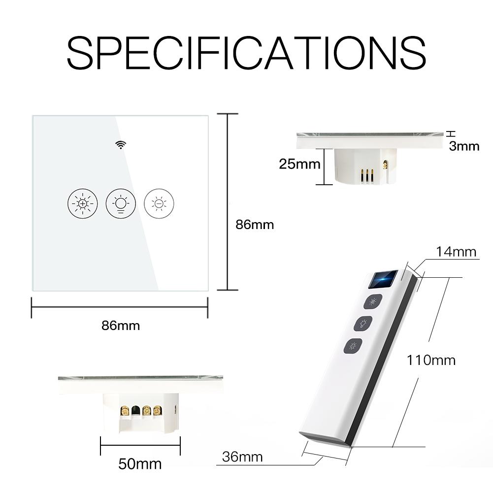 WiFi Smart Light Dimmer Switch RF433 Glass Touch Switch EU