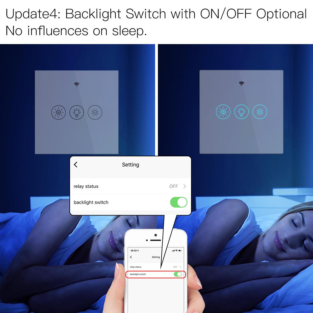 WiFi Smart Light Dimmer Switch RF433 Glass Touch Switch EU