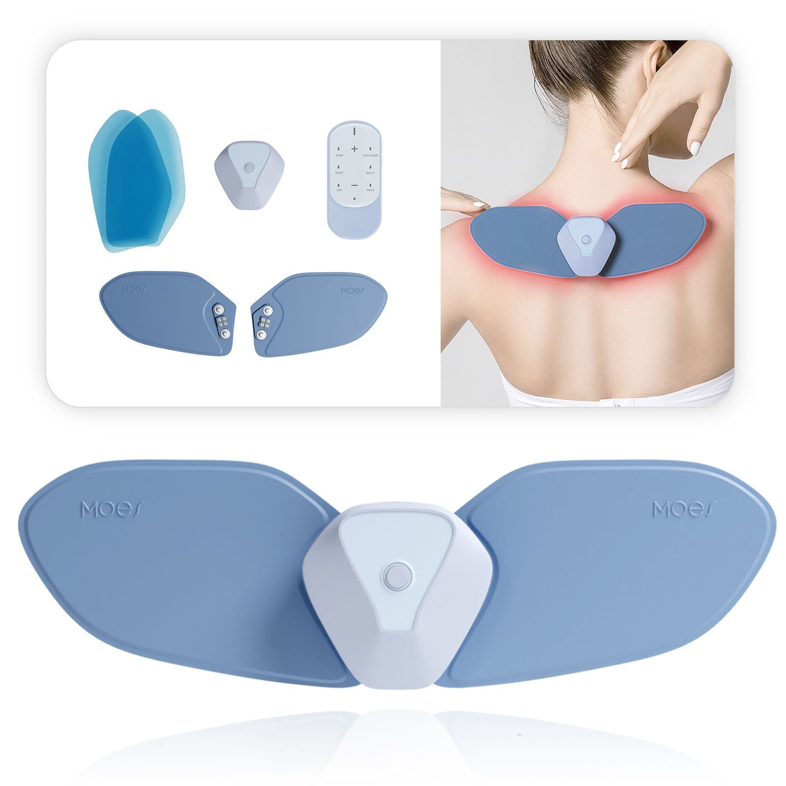 Portable Wireless TENS with Heat for Menstrual/Back/Shoulder/Neck/Leg Pain Relief