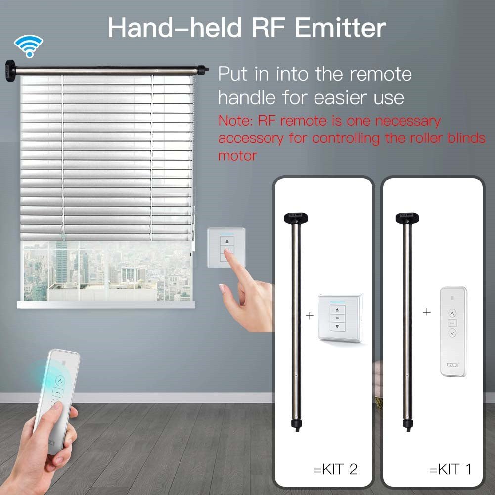 Rechargeable Tubular Roller Blind Motor RF433 Remote Control