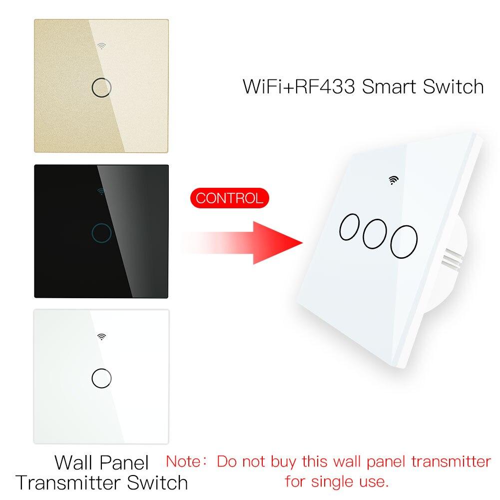 RF433 Smart Wirelesss Wall Glass Panel Transmitter Touch Switch Multi-control Remote EU