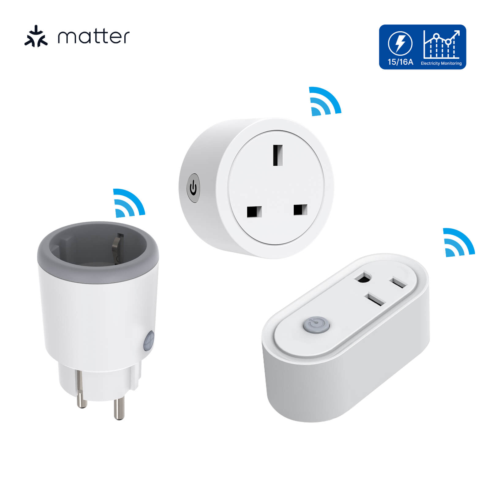 Smart Plug Matter WiFi Socket Timer Outlet Power Monitor