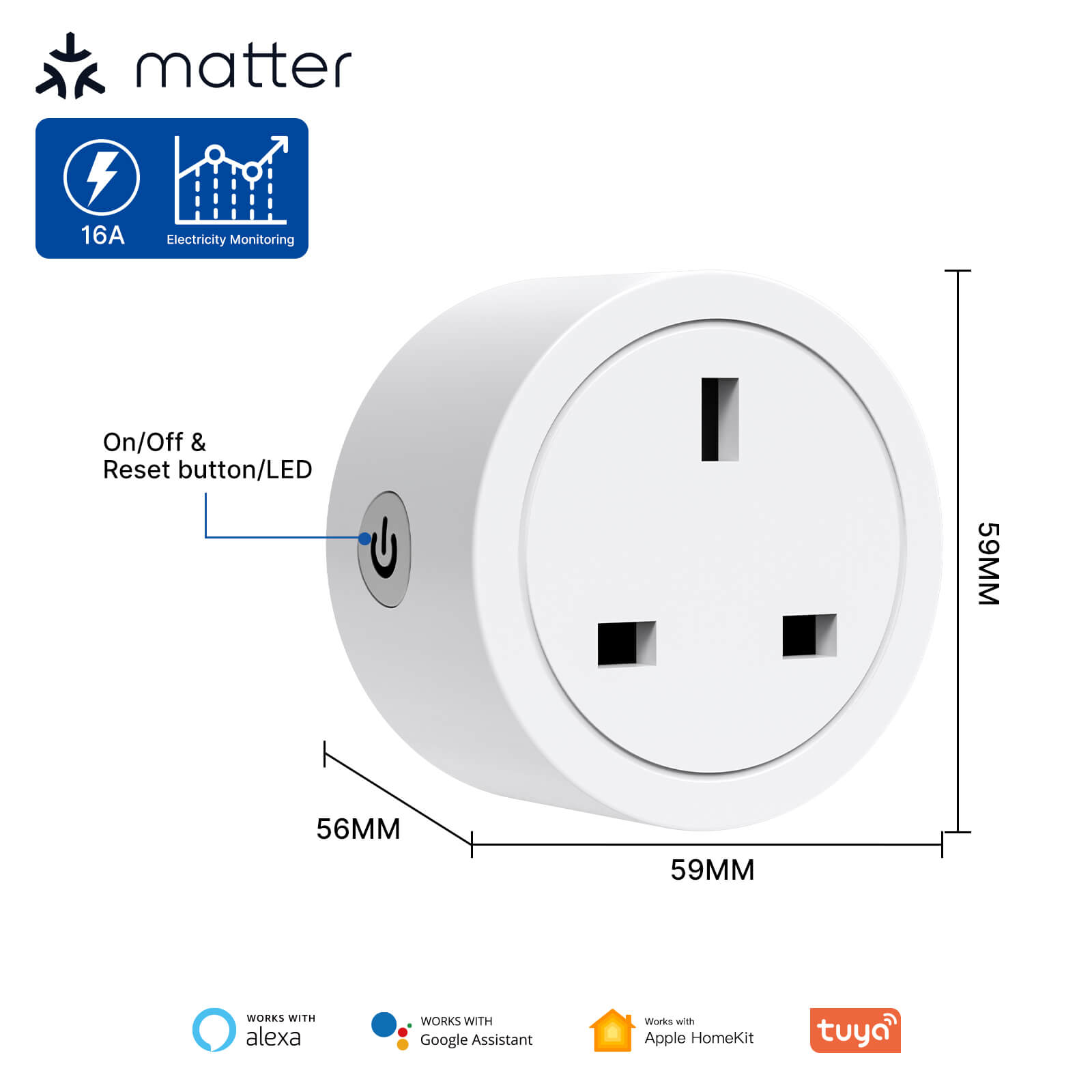 Smart Plug Matter WiFi Socket Timer Outlet Power Monitor