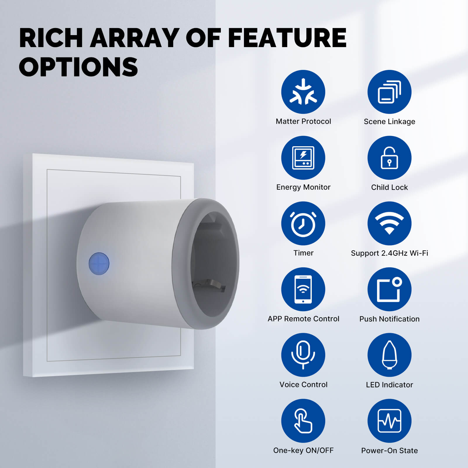 Smart Plug Matter WiFi Socket Timer Outlet Power Monitor