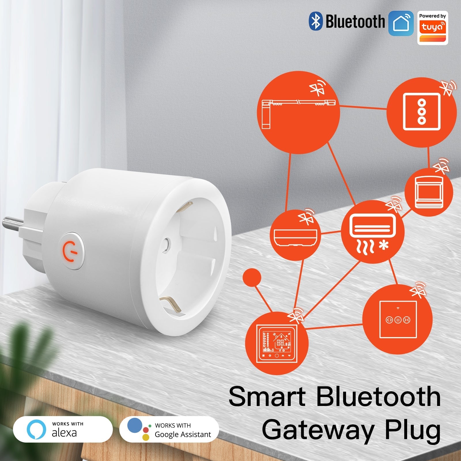 Smart Socket Plug Outlet with Built-in Bluetooth Gateway Hub