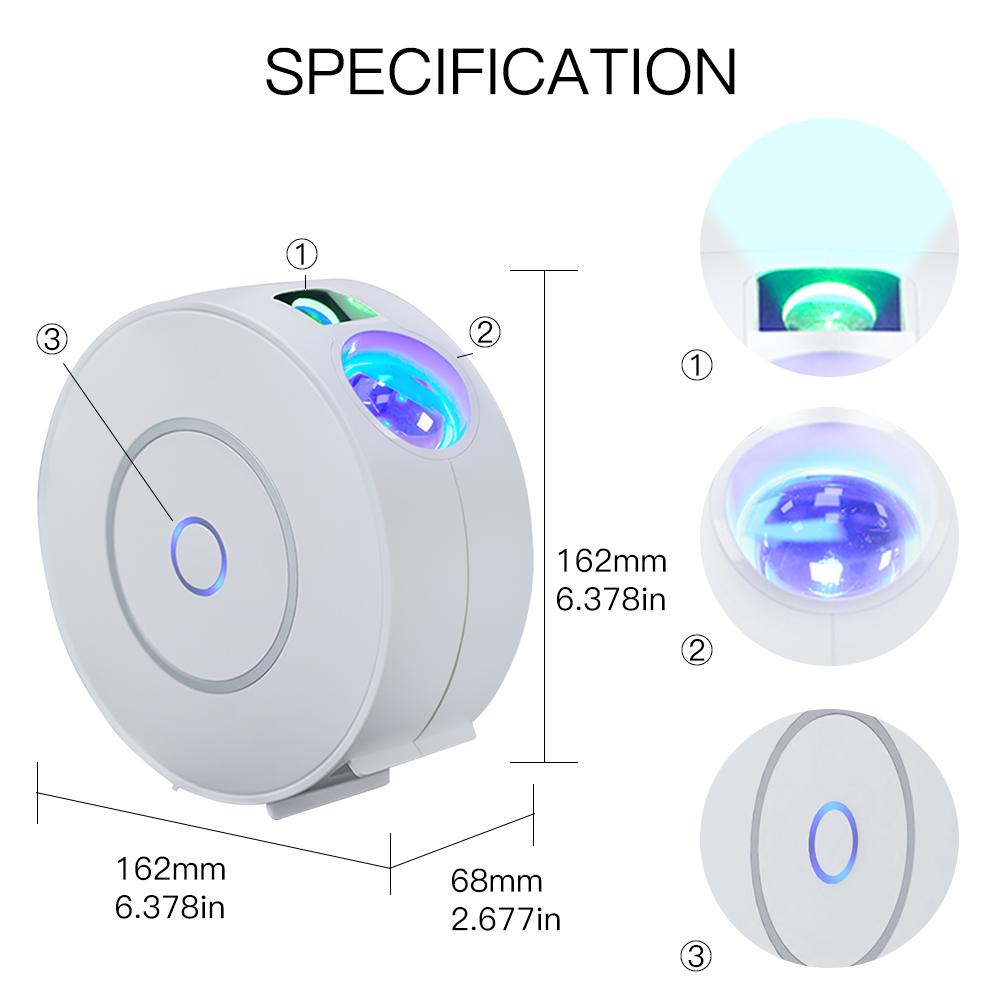 MOES WiFi Smart Round Star Projector with Galaxy Nebula Cloud/Moving Ocean Wave Star Sky