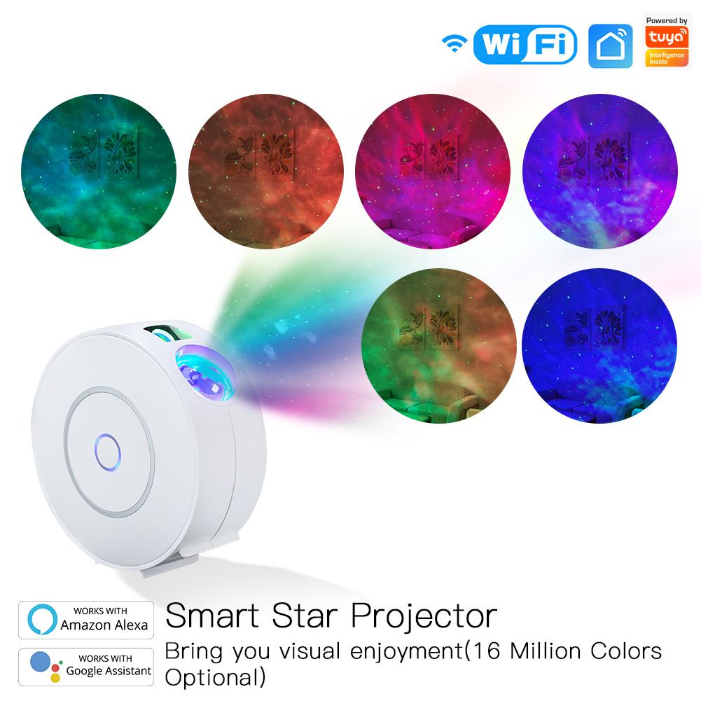 MOES WiFi Smart Round Star Projector with Galaxy Nebula Cloud/Moving Ocean Wave Star Sky