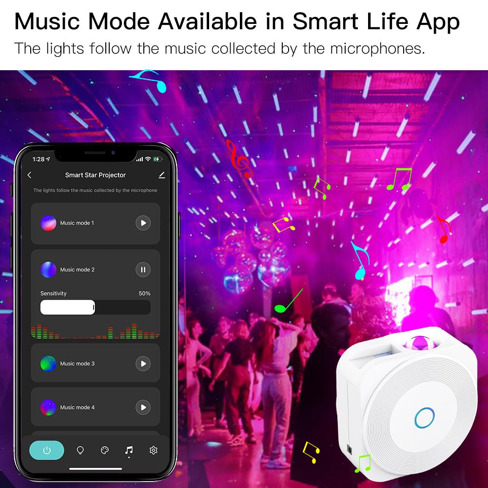 MOES WiFi Smart Star Sky Night Light Square Projector Music Player