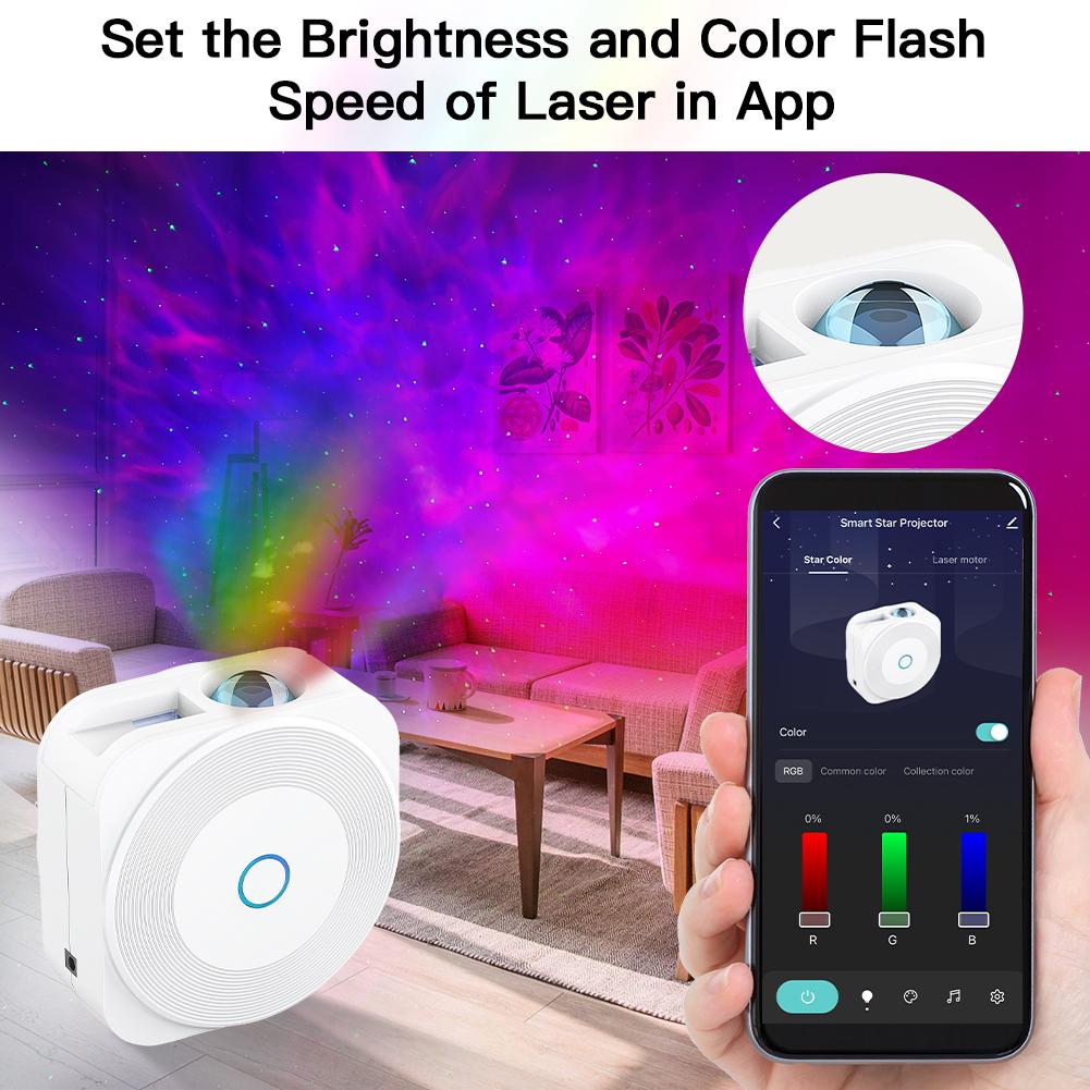 MOES WiFi Smart Star Sky Night Light Square Projector Music Player