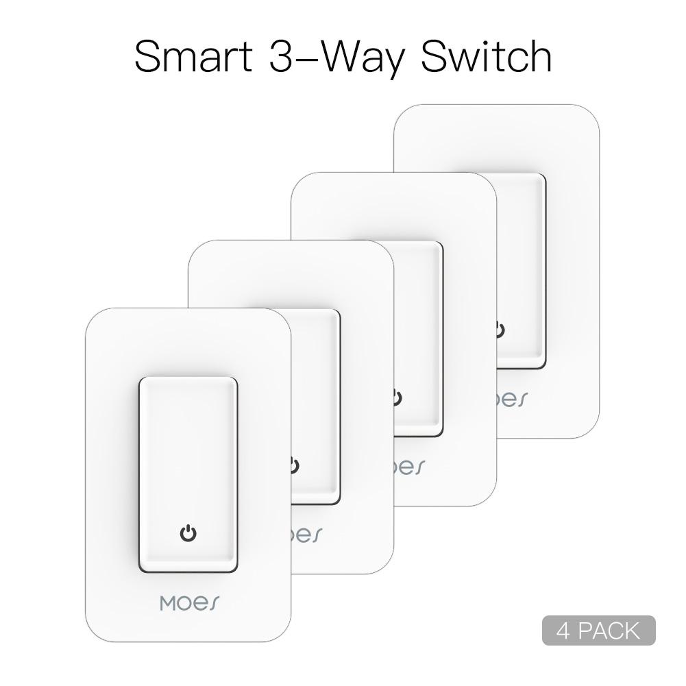 WiFi 3 Way Smart Light Switches Push Button Double Switch Neutral Wire Required 100V-120V