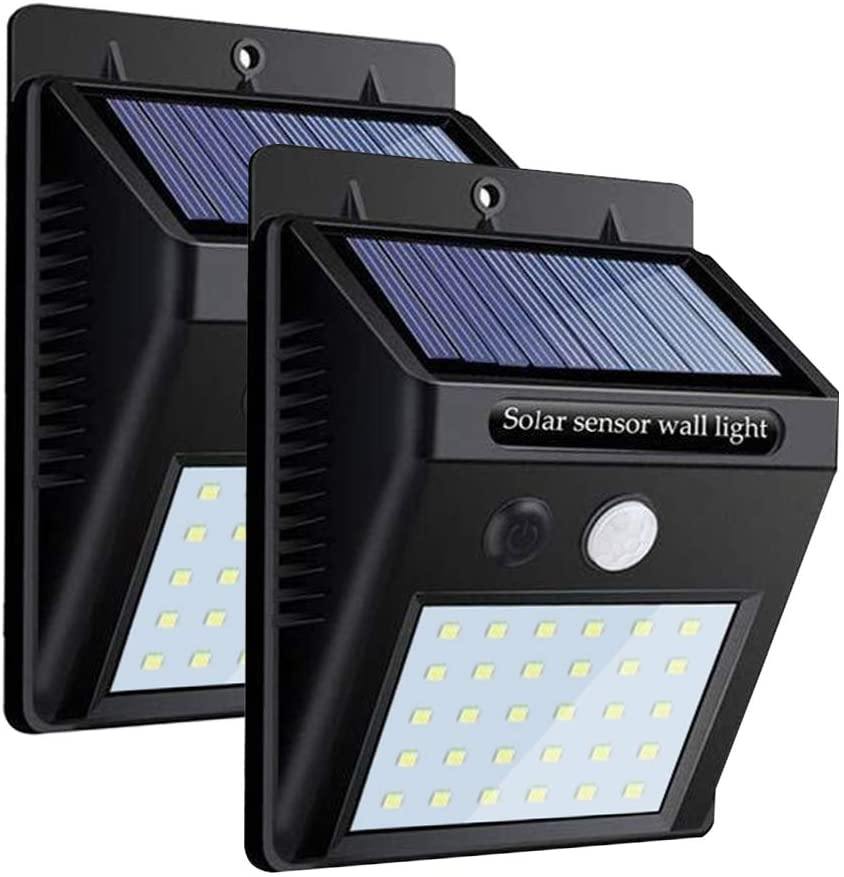 Pack of 2 Solar Powered Motion Sensor Outdoor Security Light, Super Bright, Wireless, 1.6W