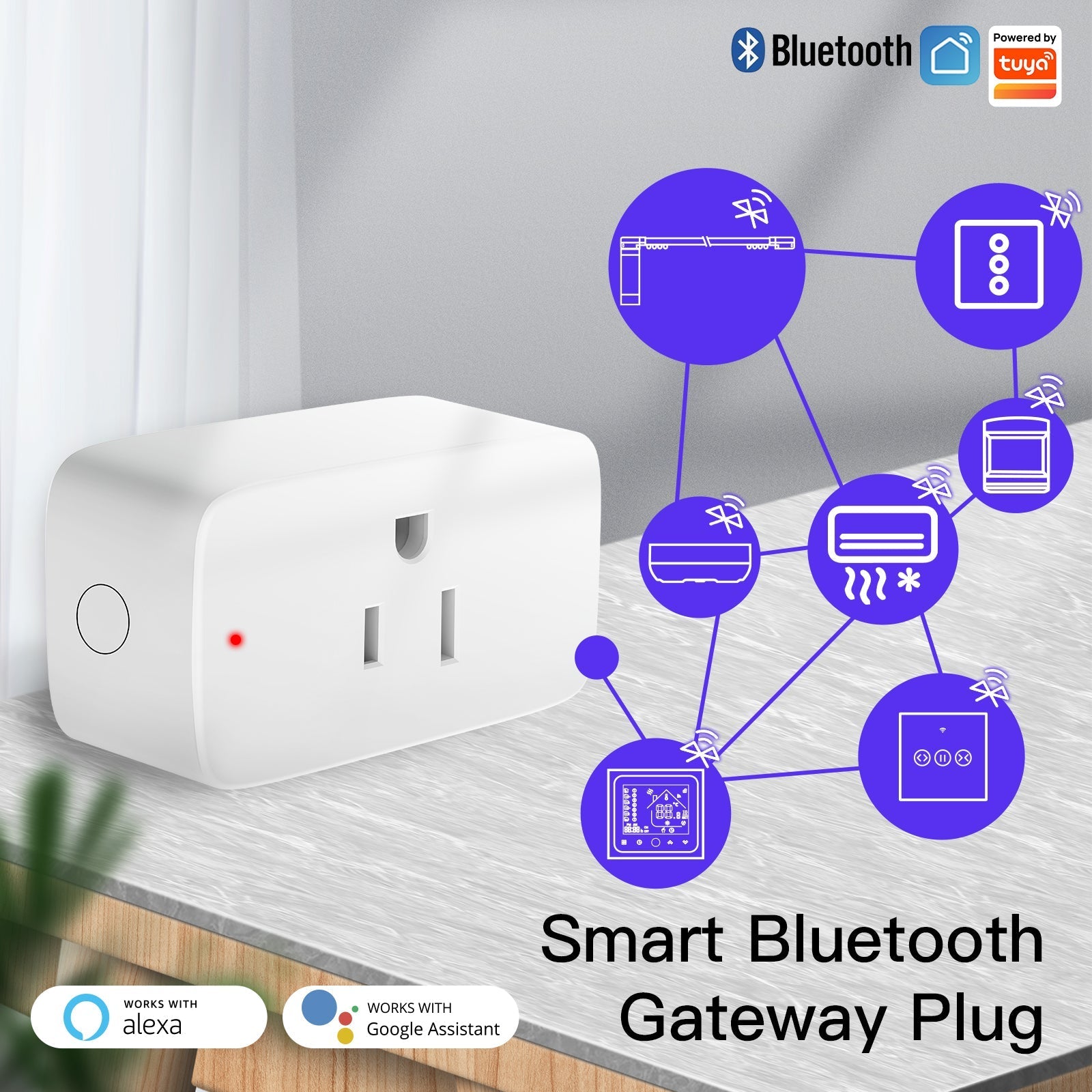 Smart Socket Plug Outlet with Built-in Bluetooth Gateway Hub