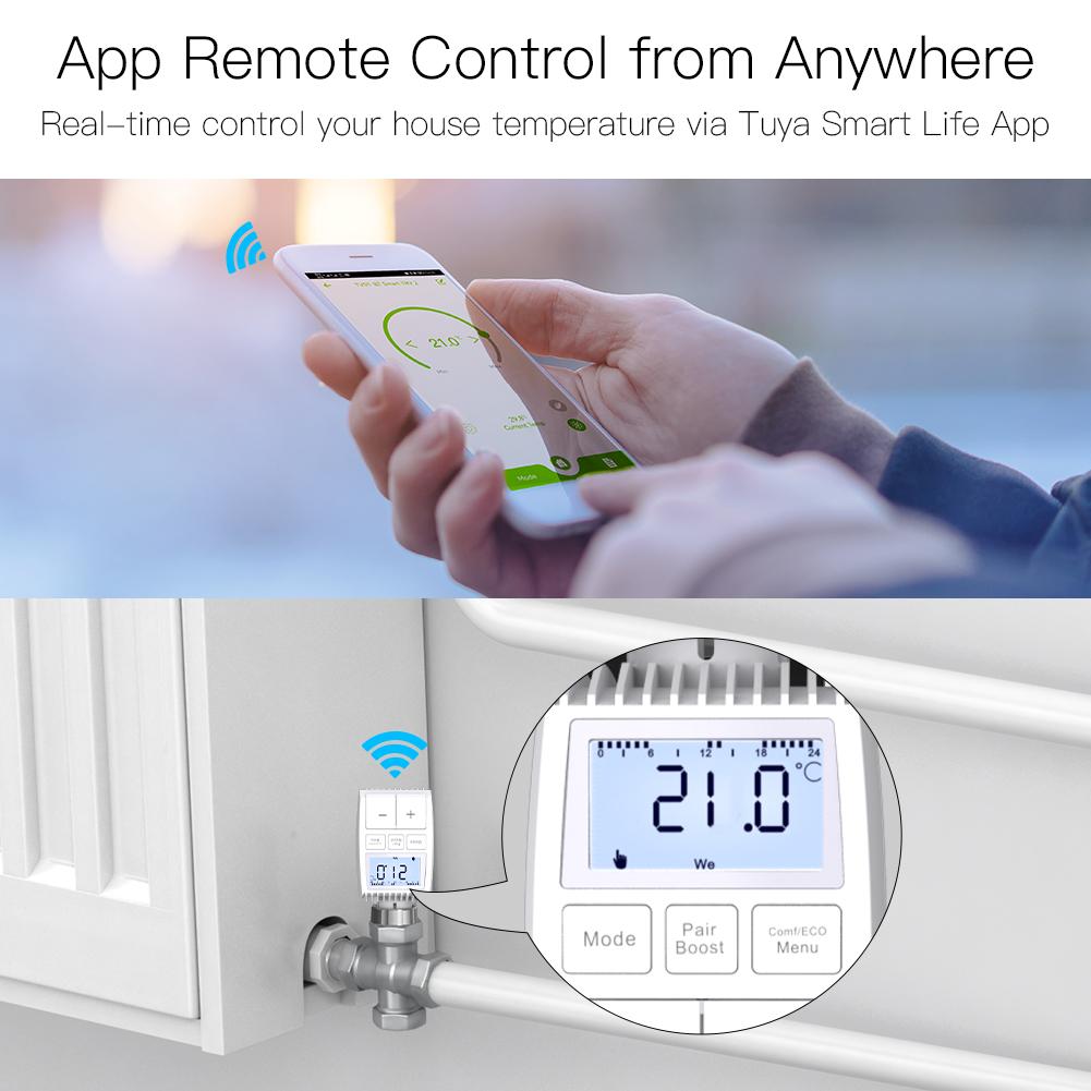 Smart Programmable Radiator Actuator Valve Tuya ZigBee3.0 Round Screen Thermostat Temperature Controller