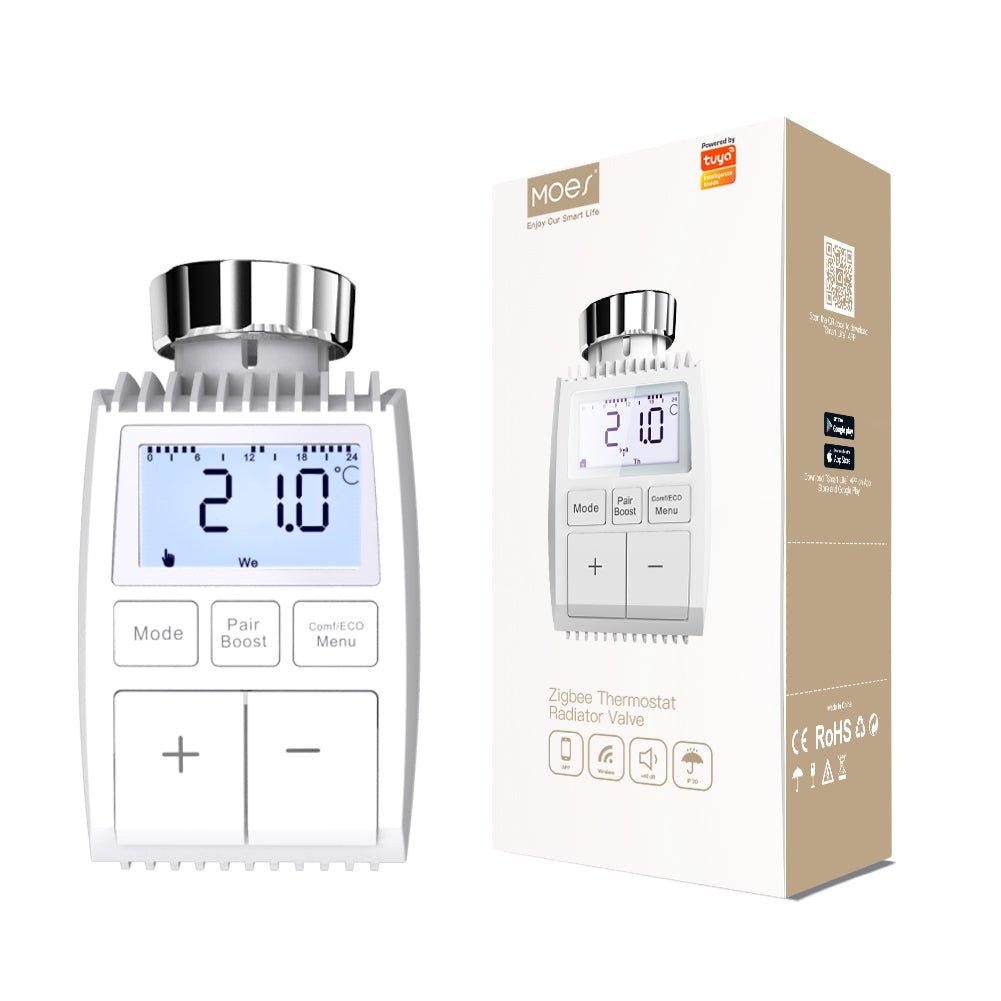 Smart Programmable Radiator Actuator Valve Tuya ZigBee3.0 Round Screen Thermostat Temperature Controller