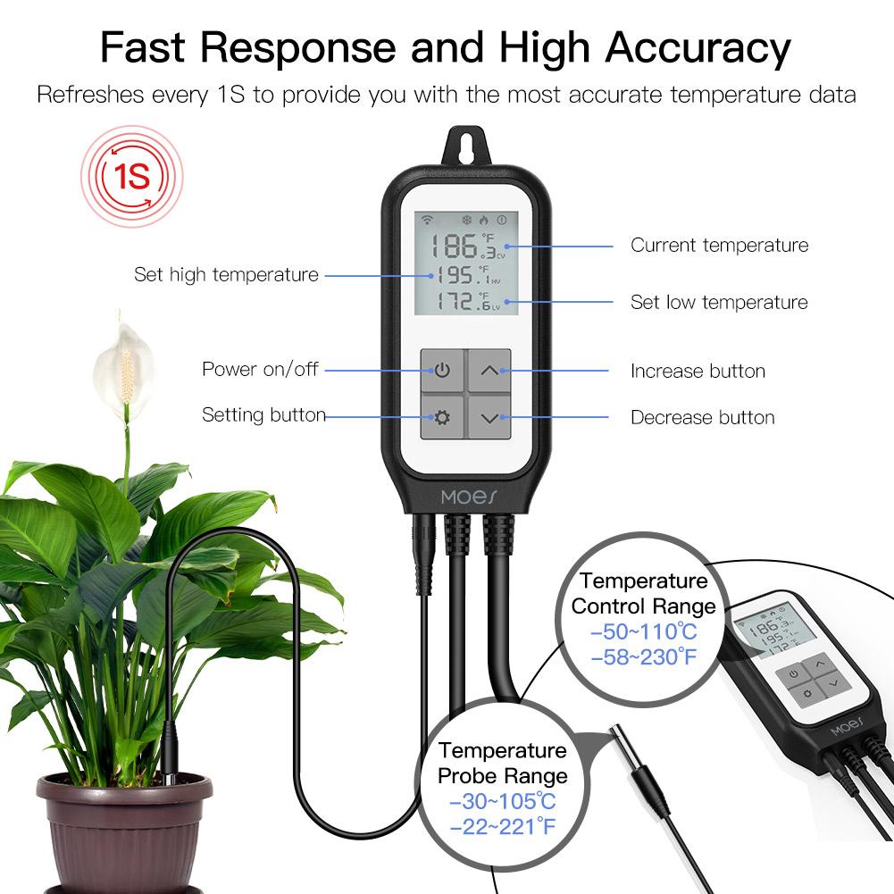 WiFi Digital Temperature Controller Thermostat Outlet Plug Heating and Cooling Mode US/EU