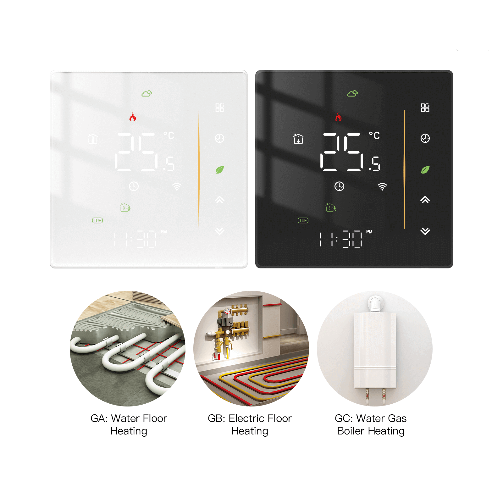 WiFi Programmable Thermostat Room Temperature Controller for Water/ Electric /Gas /Boiler floor Heating