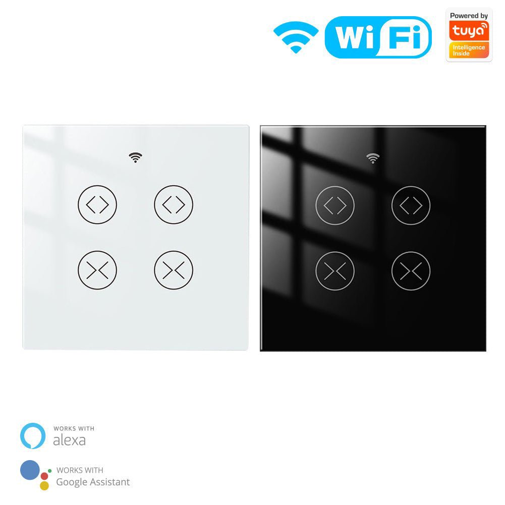 WiFi RF433 Smart  2 Gang Double Curtain Blind Touch Switch Single Pole Neutral Wire Required EU Version