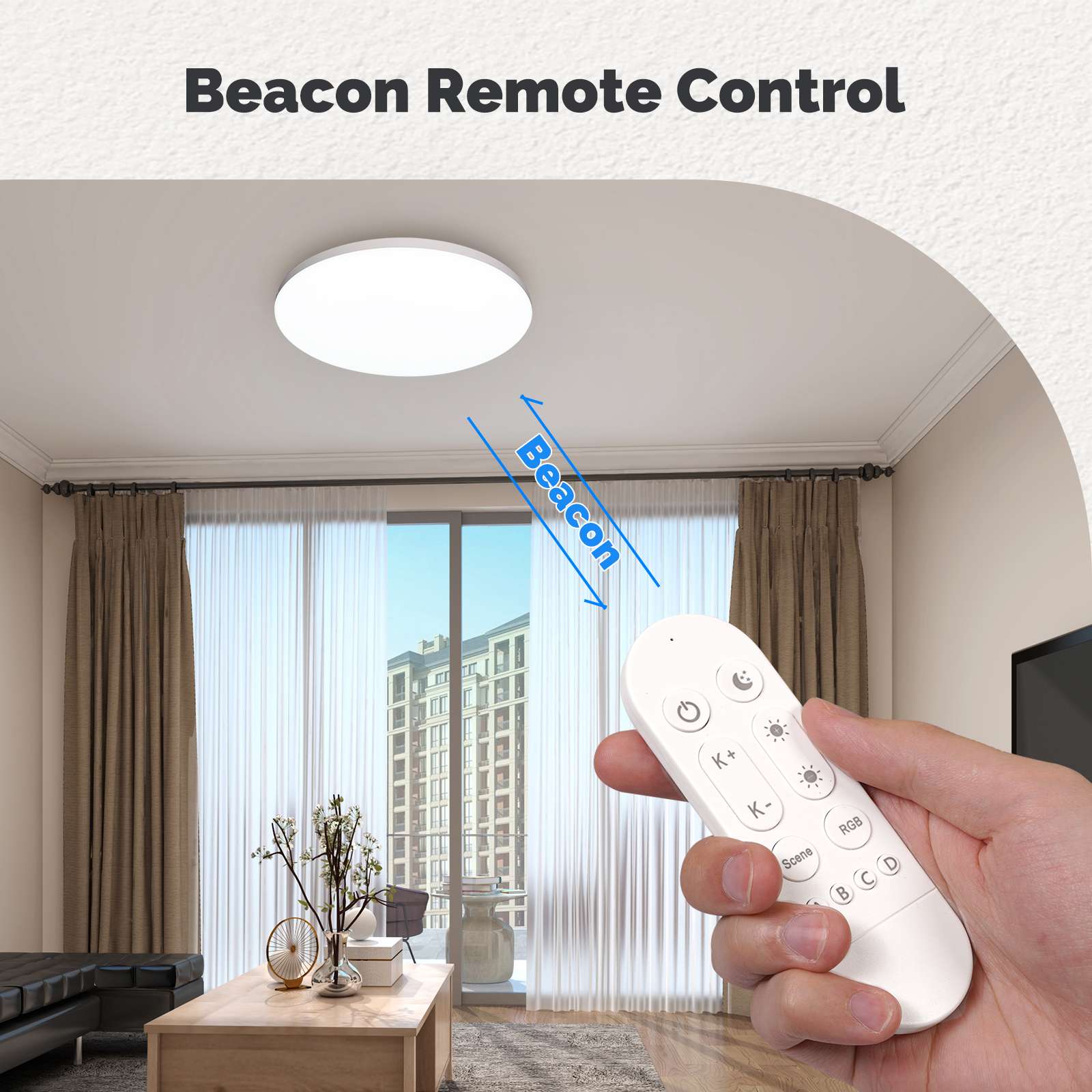 WiFi Smart Ceiling Light Bluetooth With Beacon Remote Control RGB Dimmable Lighting