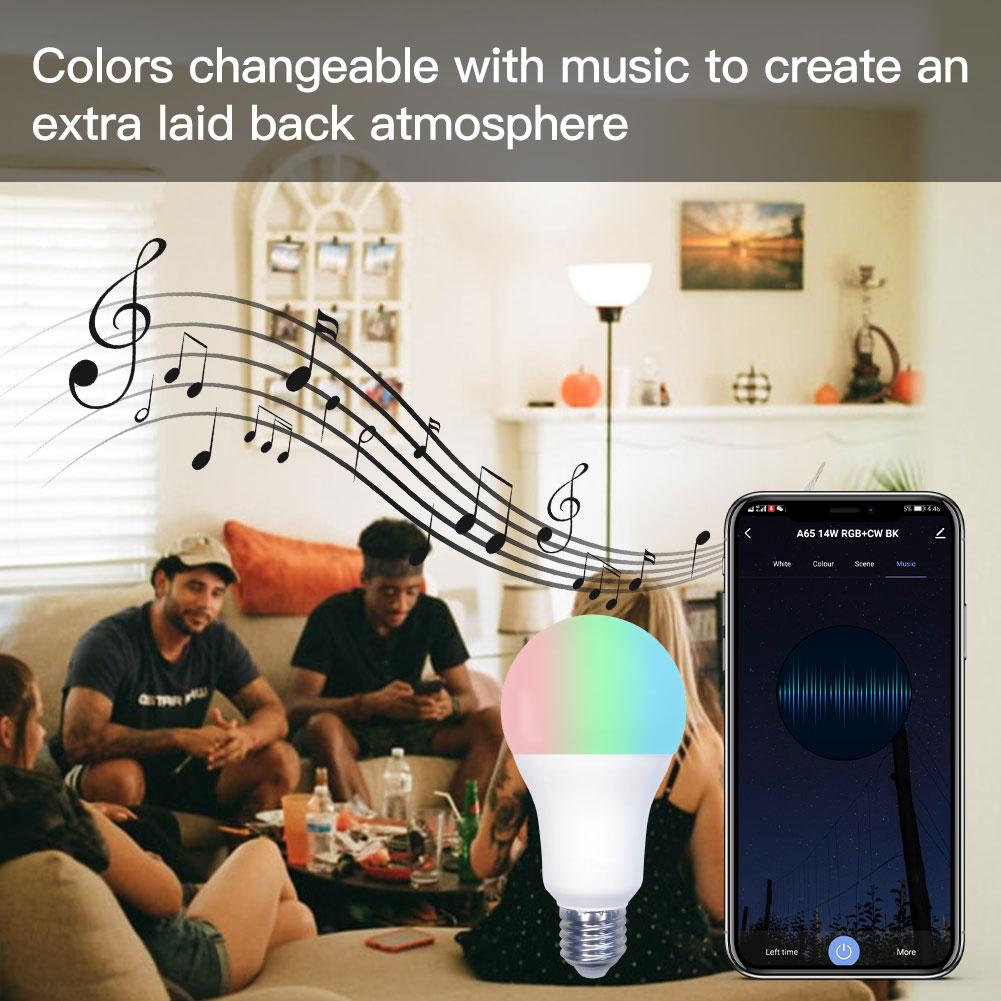 WiFi Smart LED Light Bulb Dimmable Lamp 14W  RGB C+W  Color Changing Timing Save Energy