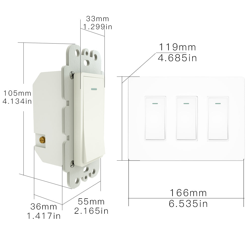 WiFi Smart In-Wall 2/3/4 Gang Light Push Button Switch US