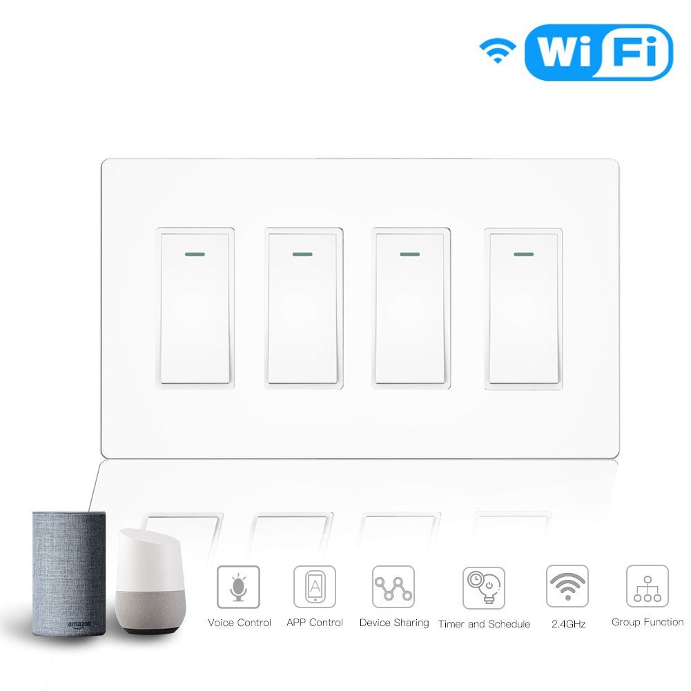 WiFi Smart In-Wall 2/3/4 Gang Light Push Button Switch US