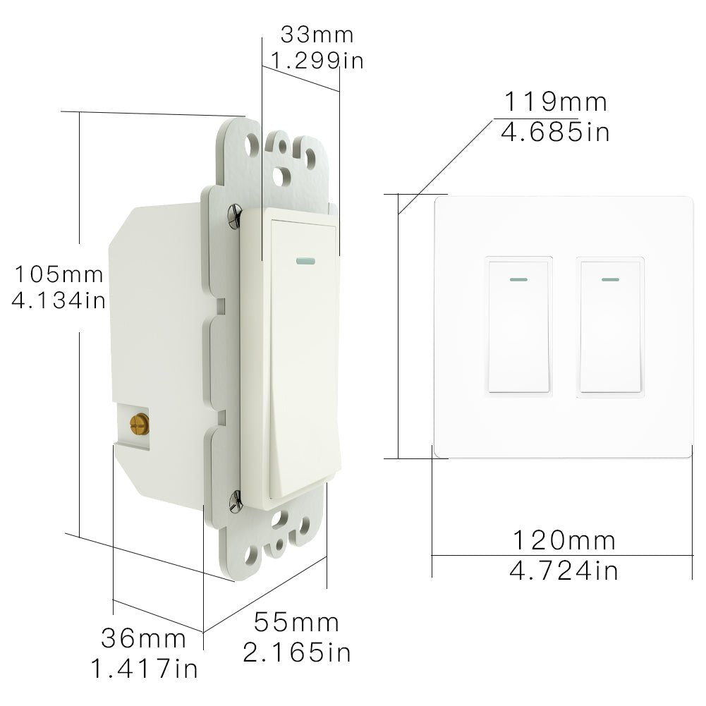 WiFi Smart In-Wall 2/3/4 Gang Light Push Button Switch US