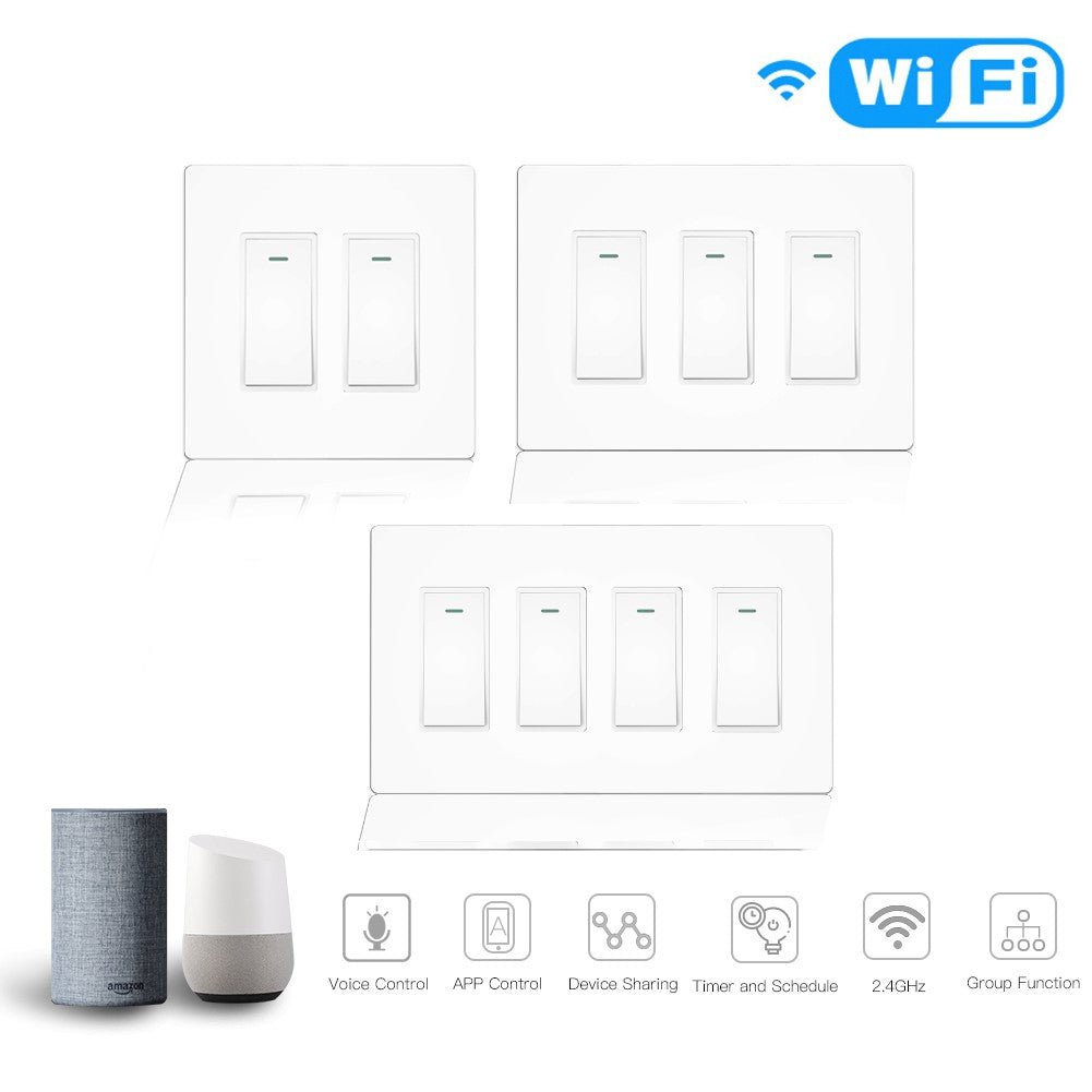 WiFi Smart In-Wall 2/3/4 Gang Light Push Button Switch US