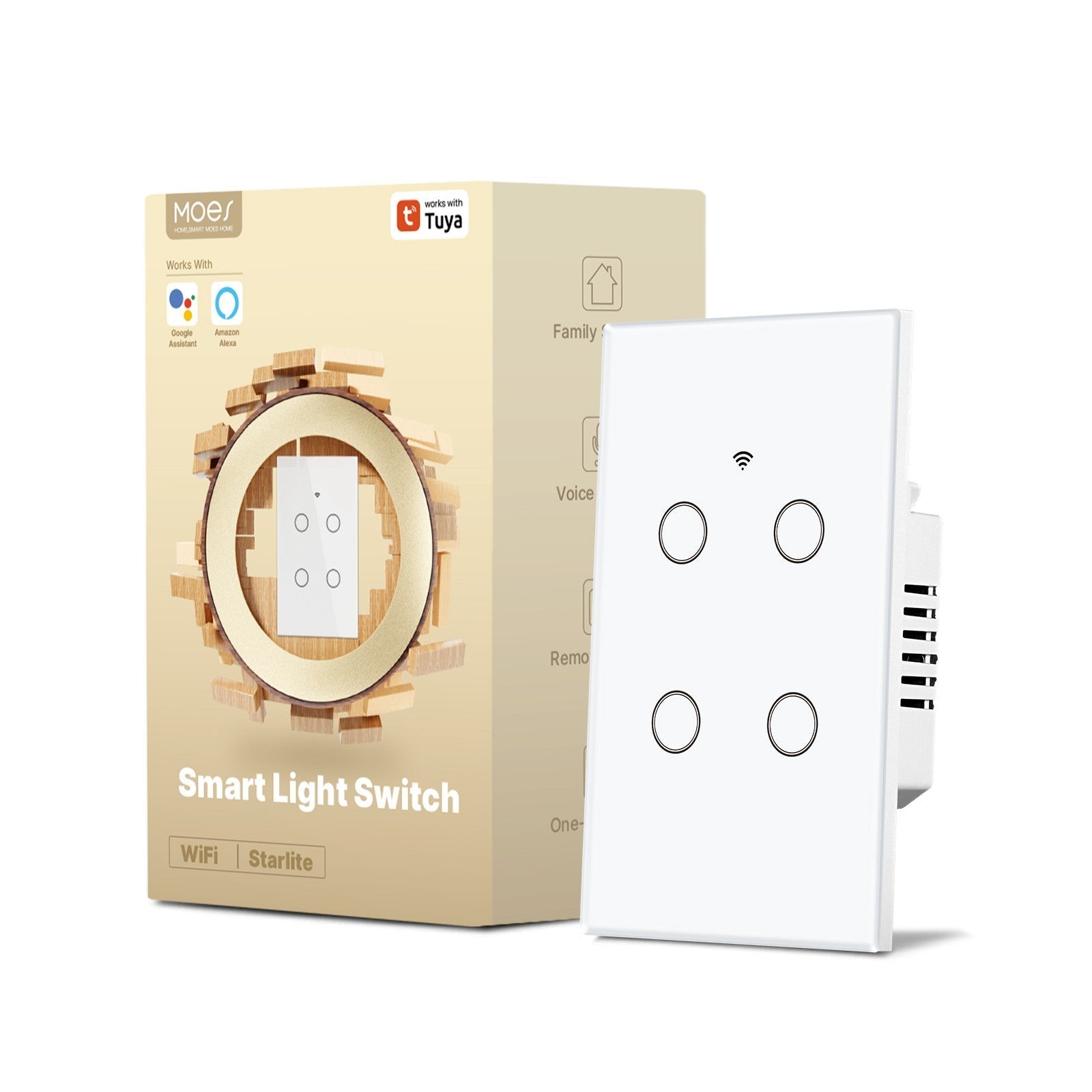 WiFi Smart Light Switch Wall Touch Glass Switch No Neutral Wire Required US Standard