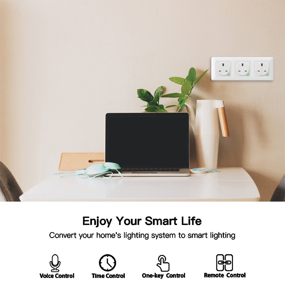 WiFi Smart Light Wall Switch Socket Outlet Push Button UK Version