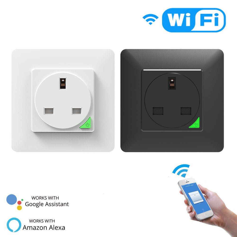 WiFi Smart Light Wall Switch Socket Outlet Push Button UK Version