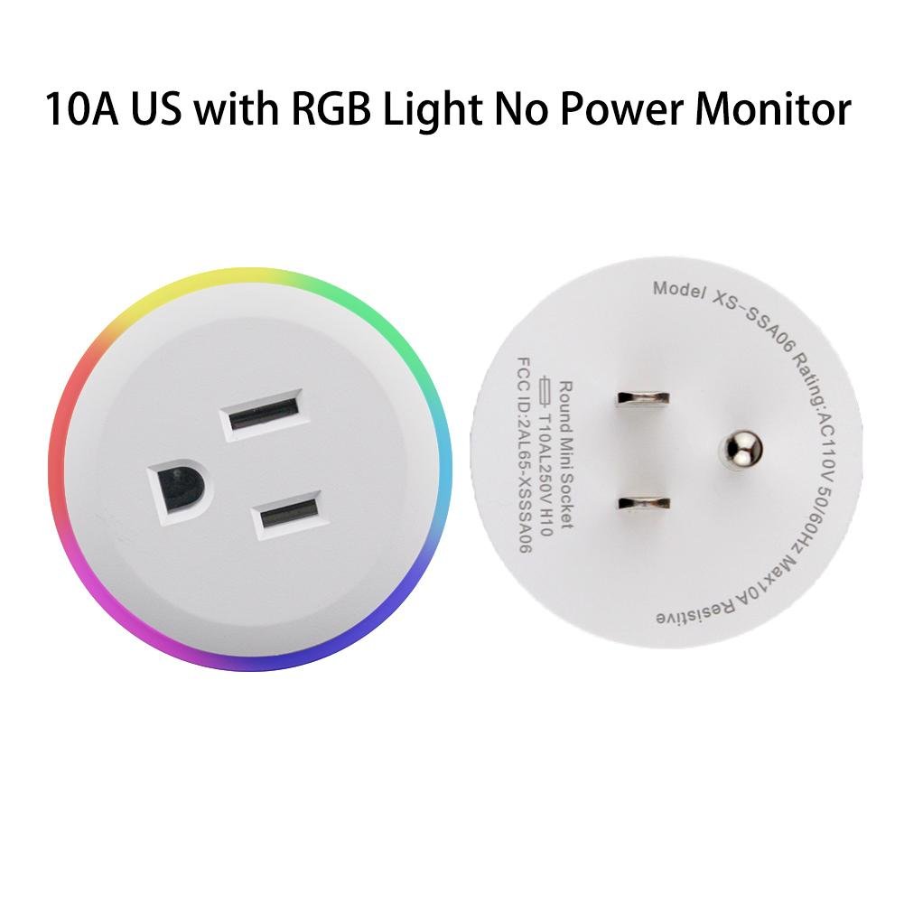 WiFi Smart Plug Outlet Wireless Power Socket Real-time Monitor Electricity With RGB Light