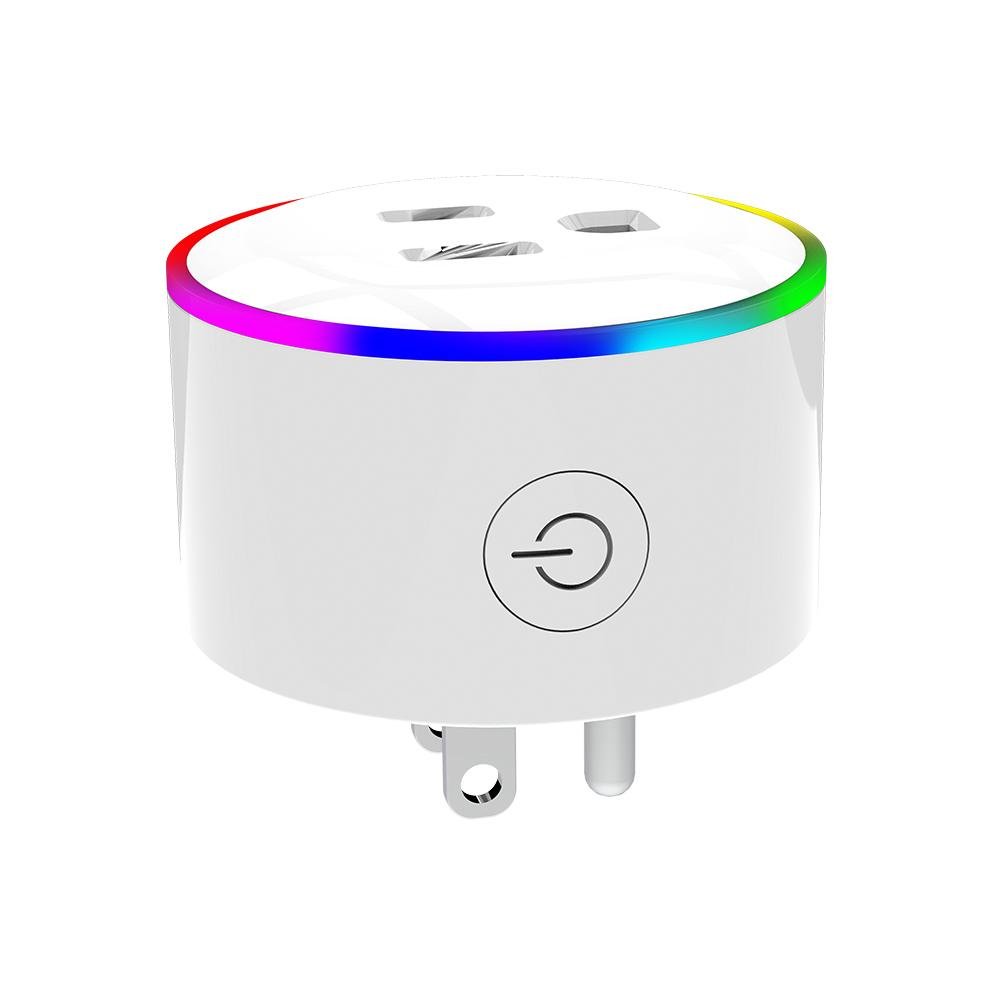 WiFi Smart Plug Outlet Wireless Power Socket Real-time Monitor Electricity With RGB Light