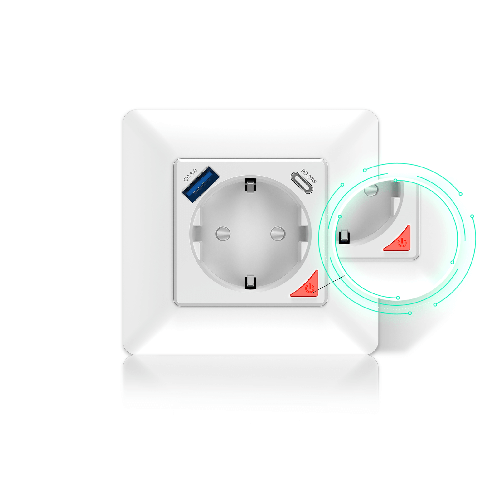 WiFi Smart Socket 16A Power Socket Fast Charge USB Type-C [EU Version]