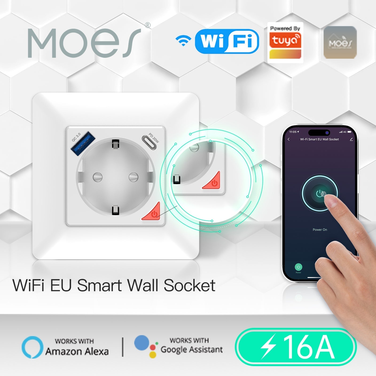 WiFi Smart Socket 16A Power Socket Fast Charge USB Type-C [EU Version]