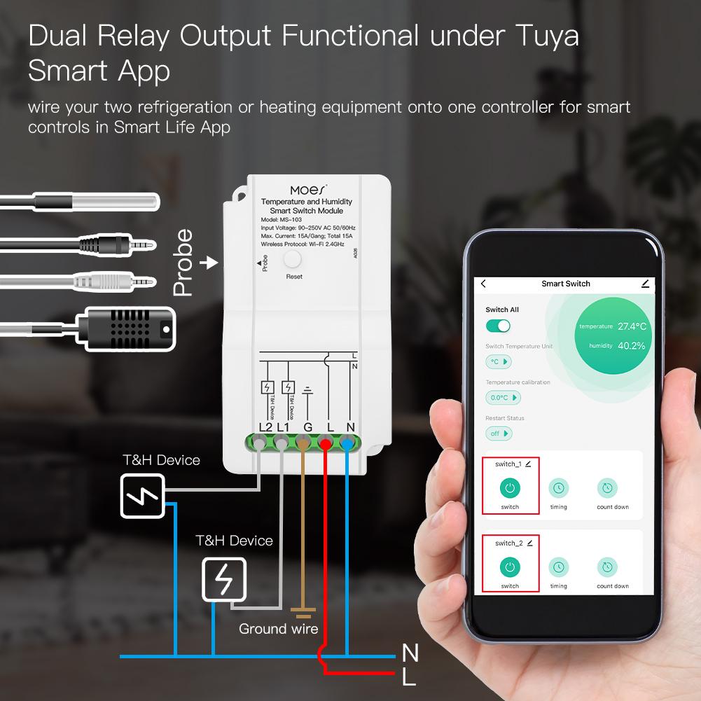 WiFi Smart Temperature and Humidity Control Switch Module Sensor